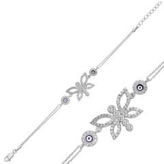 925 Ayar Gümüş Nazarlı Kelebek Bileklik BR0460434 (491491)