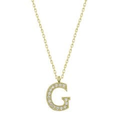 925 Ayar Gümüş Gold G Harfi Kadın Gümüş Kolye (T6613) (491491)
