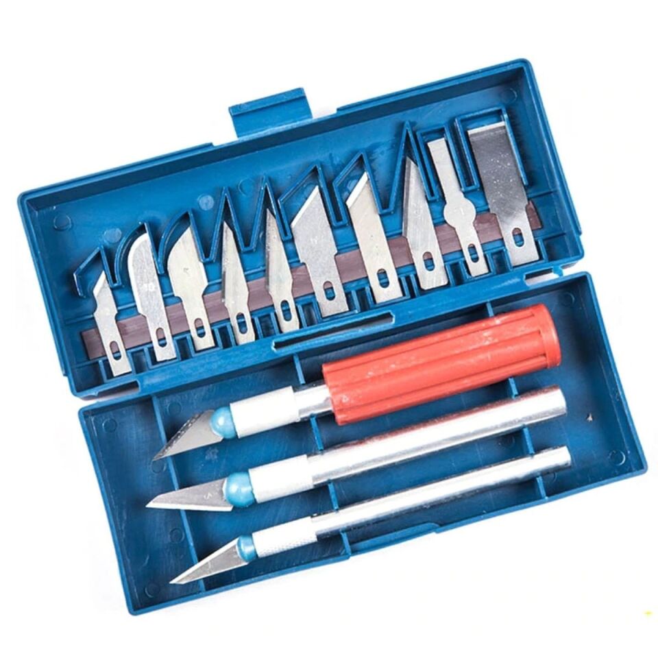 AD Zanaat 16 Parça Hobi Gravür Ahşap Heykel Çömlek Oyma Şekil Verme 13 Maket Bıçak Neşter Seti