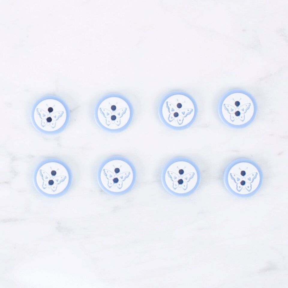 Loren Crafts 8 li Kelebek Mavi Düğme - 0513