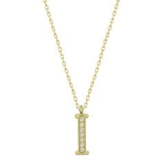 925 Ayar Gümüş Gold I Harfi Kadın Gümüş Kolye (T6615) (491491)