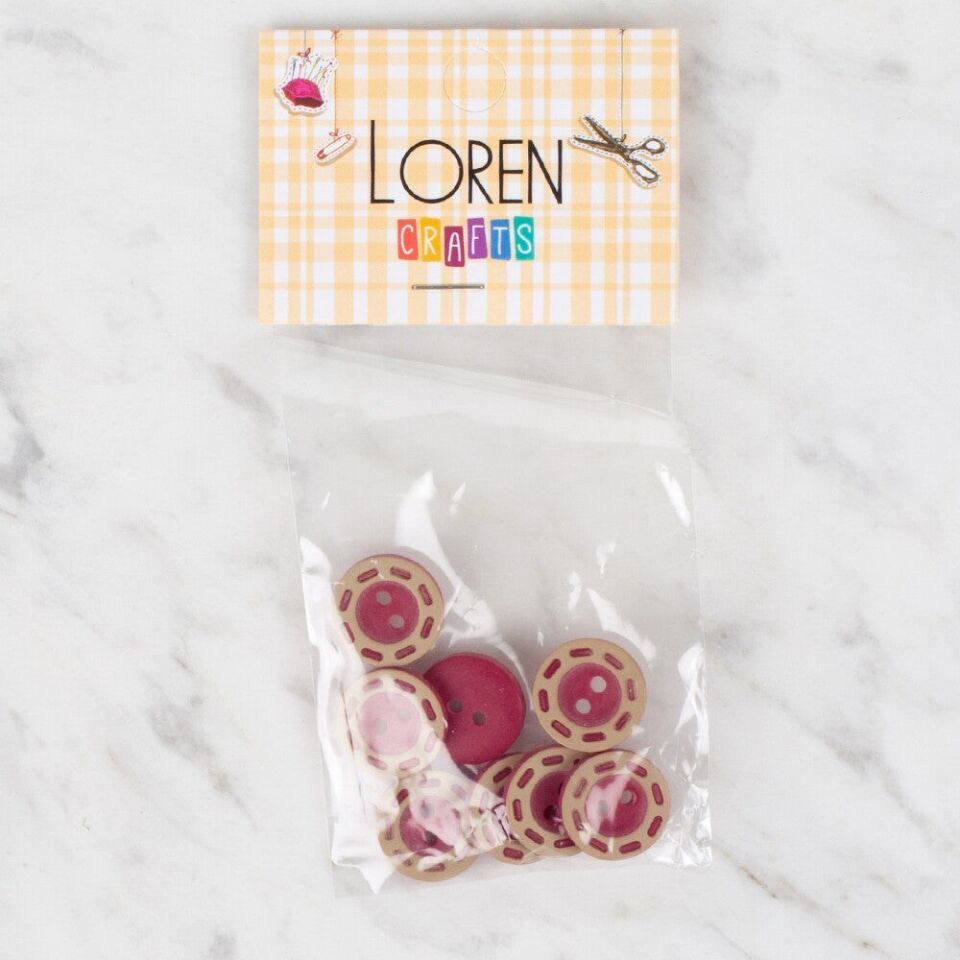 Loren Crafts 8 li Kırmızı Düğme - 294