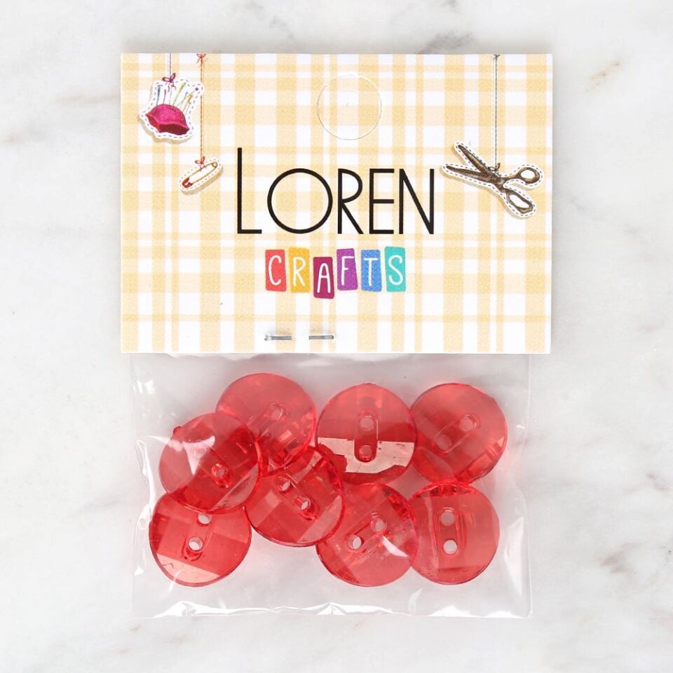 Loren Crafts Kırmızı 8'li Düğme - 3063
