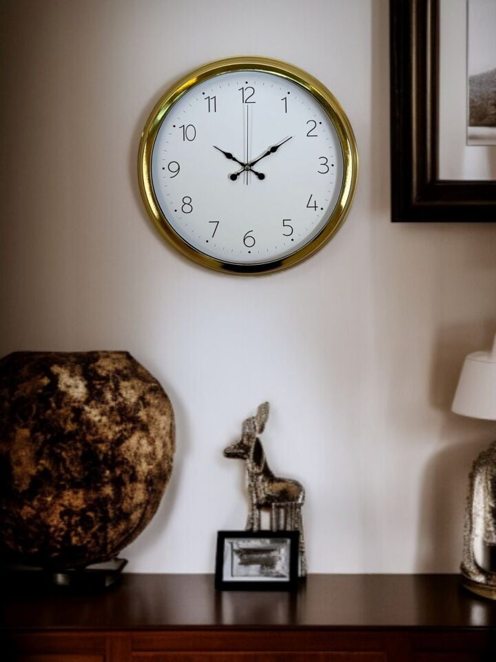 Elegance Gold 40 Cm Metal Dekoratif Tasarım Duvar Saati