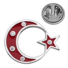 925 Ayar Gümüş Ay Yıldız Rozet T8667 (491491)