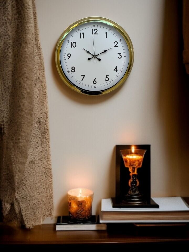 Classic White Gold 40 Cm Metal Duvar Saati