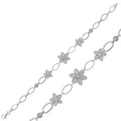 925 Ayar Gümüş Çiçekli Bileklik BR0460596 (491491)