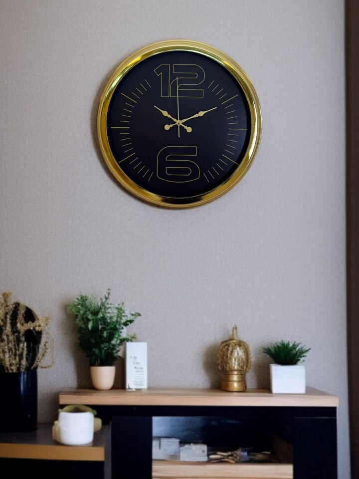 Elite Luxury Gold 40 Cm Metal Duvar Saati