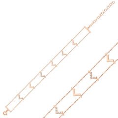 925 Ayar Gümüş Rose V Bileklik BR0460642 (491491)