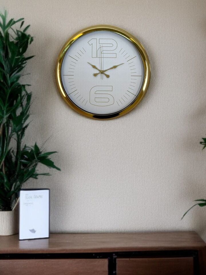 Elegant White Gold 40 Cm Metal Duvar Saati