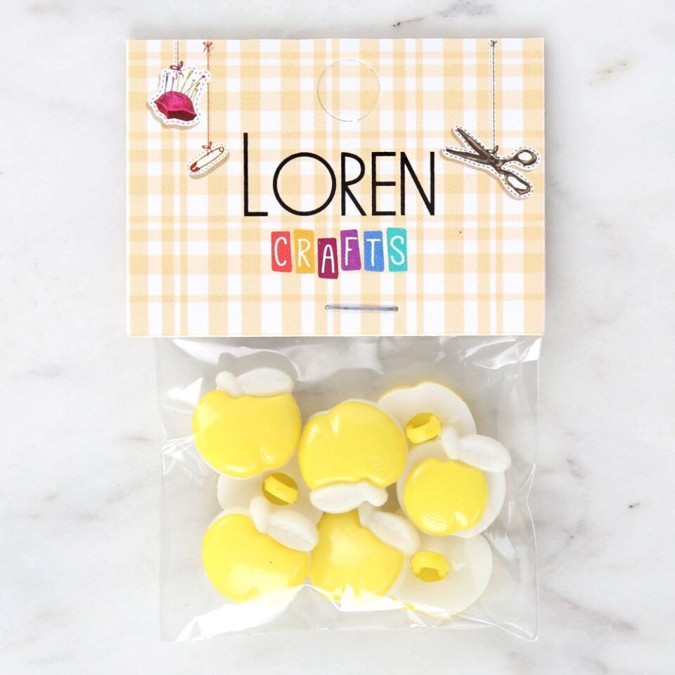 Loren Crafts Sarı 8'li Düğme - 3005