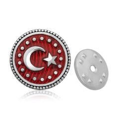 925 Ayar Gümüş Ay Yıldız Rozet T4373 (491491)