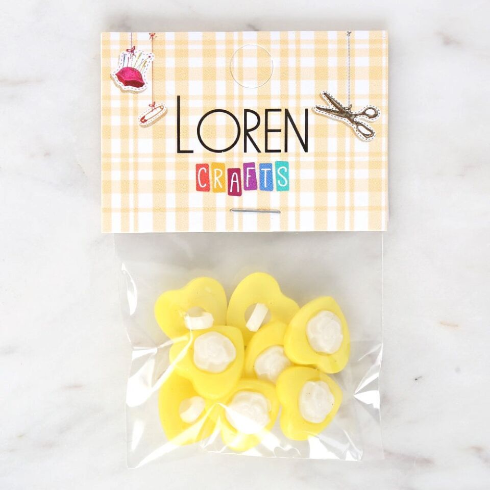 Loren Crafts Sarı 8'li Düğme - 3049