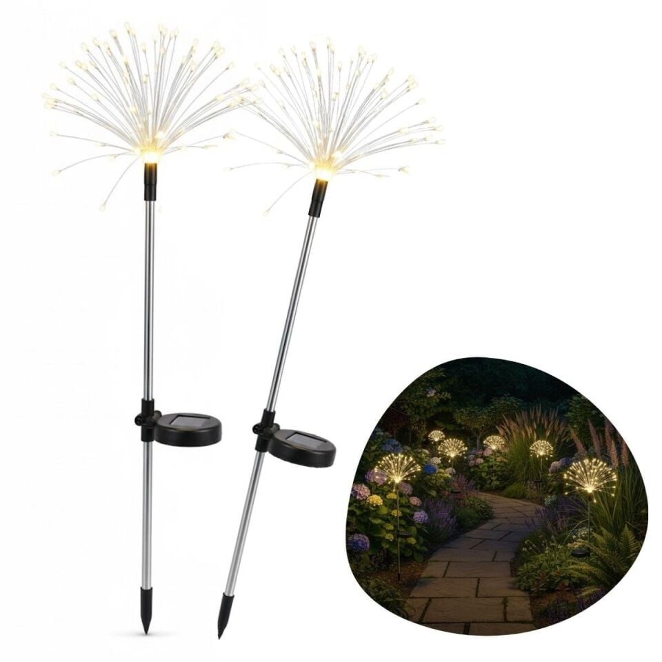 2 Adet Saçak Model Solar Bahçe Lambası – Güneş Enerjili LED Dış Mekan Aydınlatma, Otomatik Sensörlü Dekoratif Işık