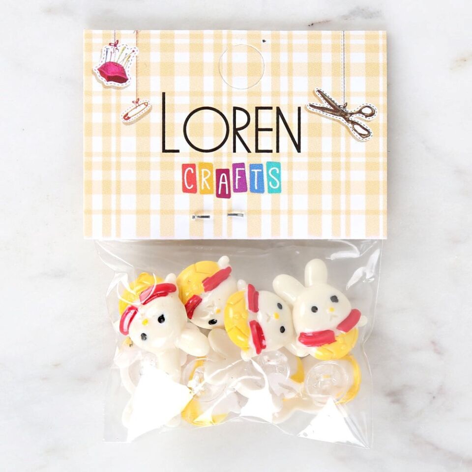 Loren Crafts Sarı Kırmızı 8'li Düğme - 3030