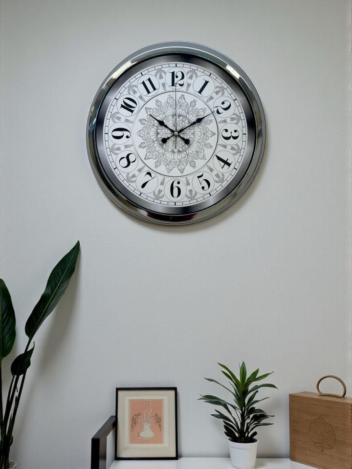 Asil Motif Krom 40 Cm Metal Duvar Saati