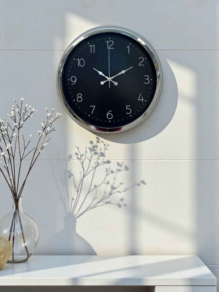 Dekoratif Ve Şık 40 Cm Krom Metal Duvar Saati