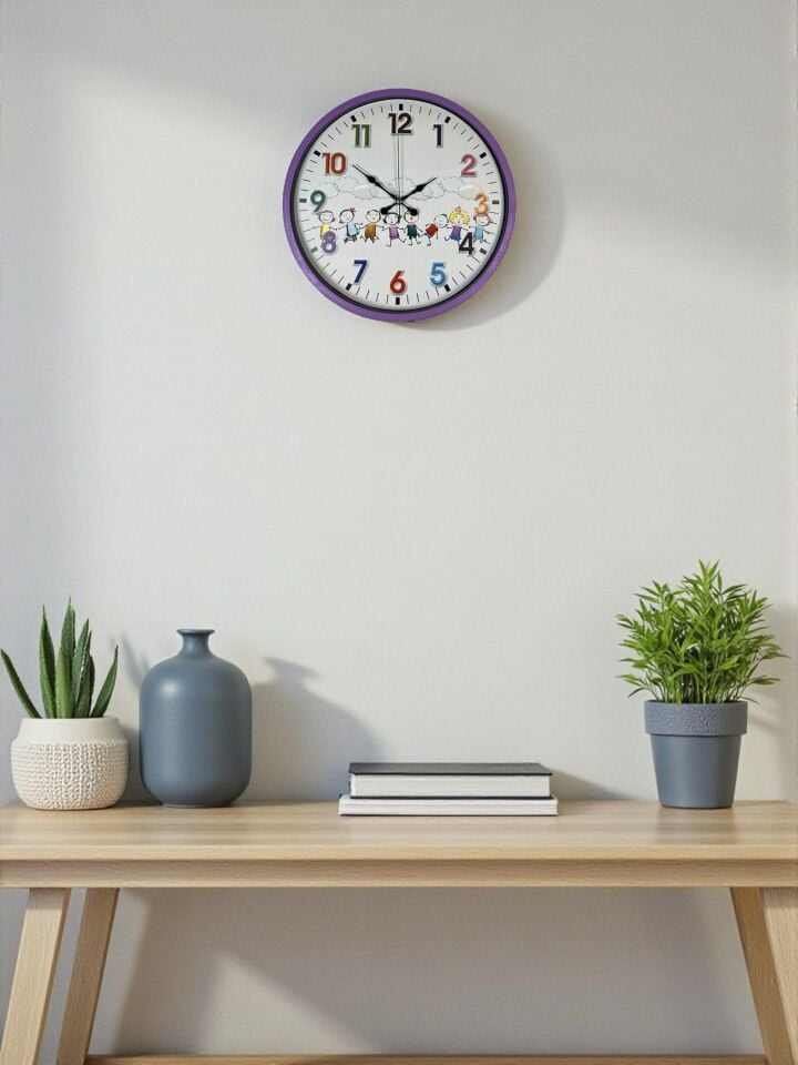 36 Cm Mor Çocuk Odası Duvar Saati