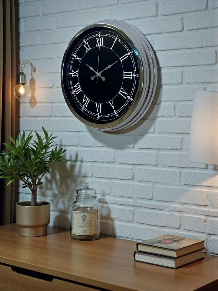 Elegance 40 Cm Metal Krom Duvar Saati