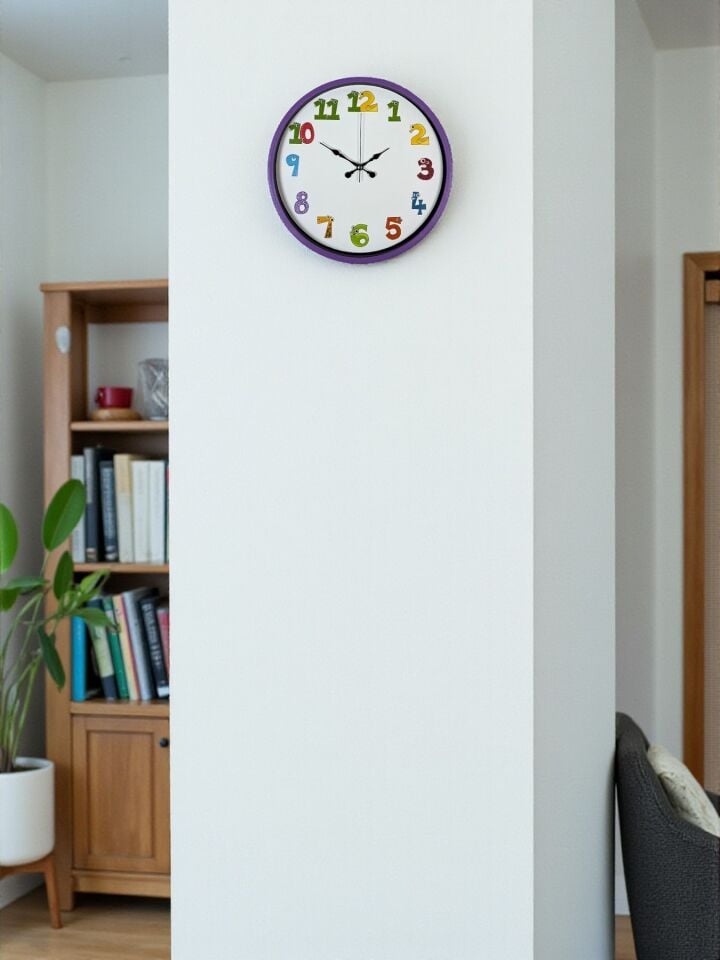 36 Cm Mor Çocuk Odası Duvar Saati