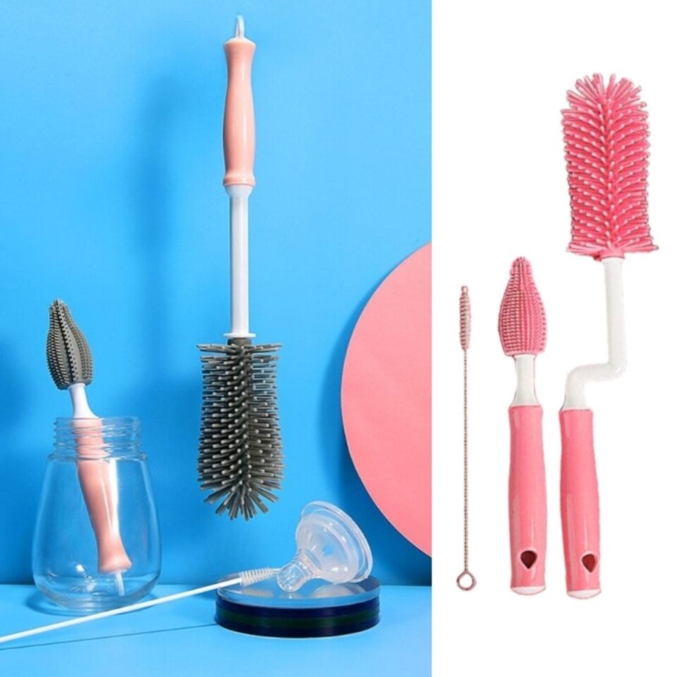 AD Silikon Uçlu Ekstra Yumuşak Kıllı Sağlam Kavanoz Bardak  Şişe Ve Biberon Temizleme Fırçası