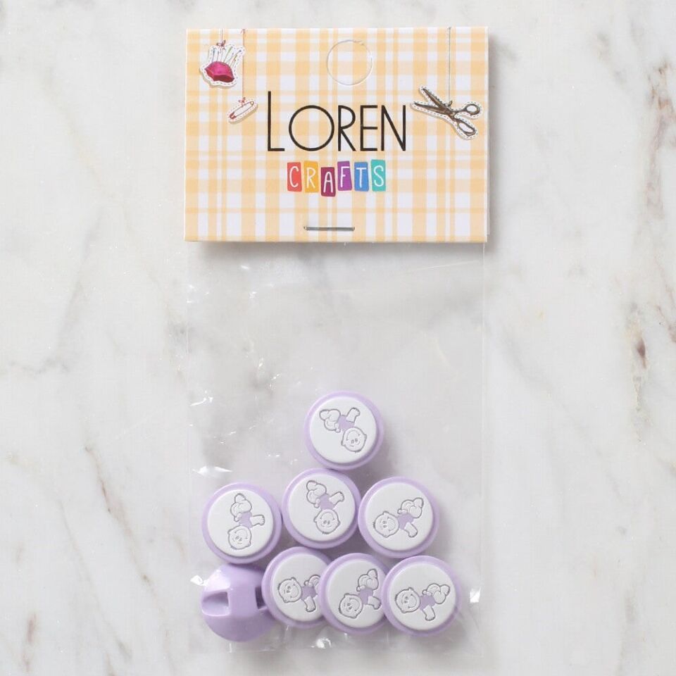 Loren Crafts 8 li Lila Bebek Düğme - 374