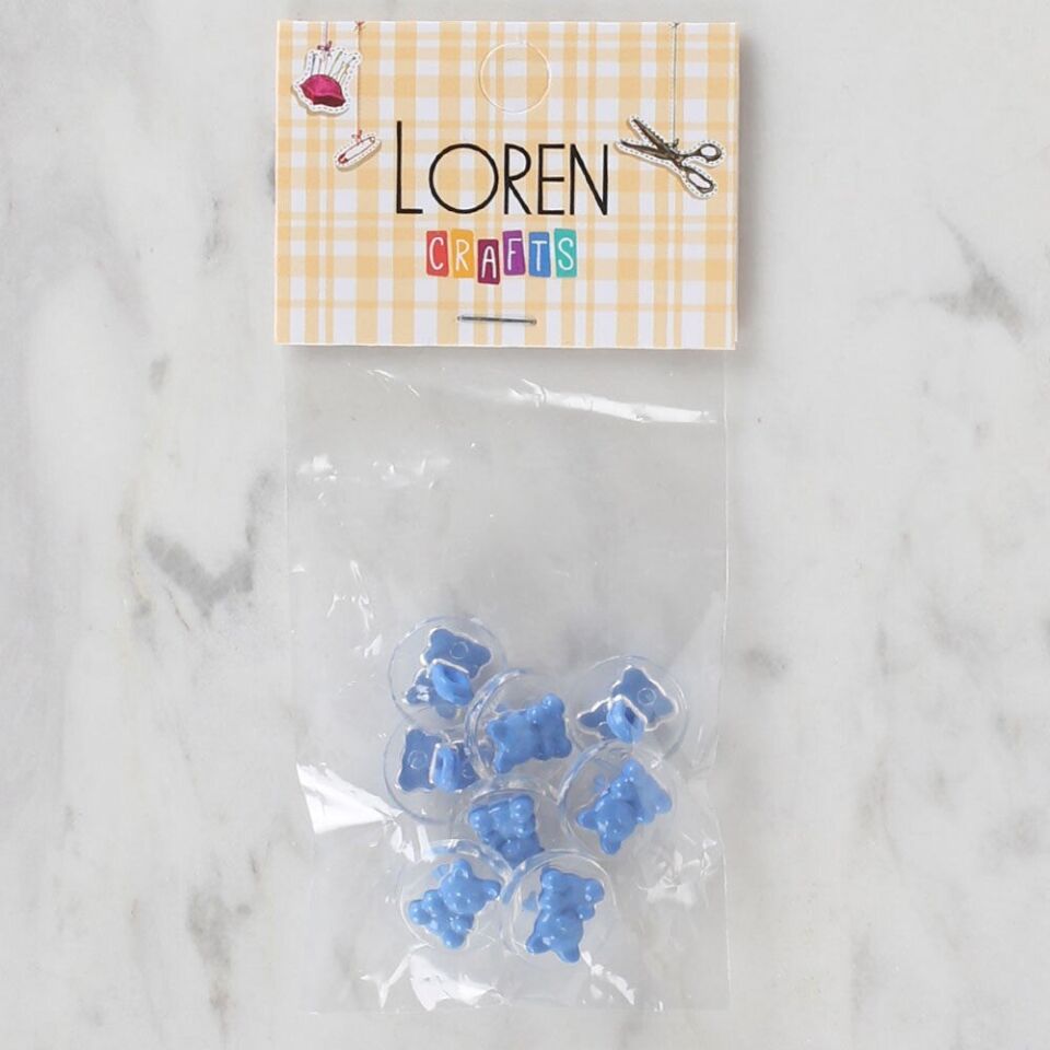 Loren Crafts 8 li Şeffaf Mavi Ayıcık Düğme - 271