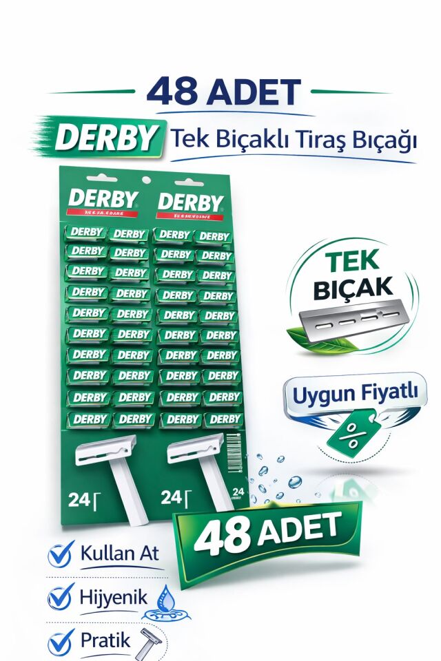 Derby Tek Bıçaklı Tıraş Bıçağı Avantajlı Paket Seçenekleri 48 ADET