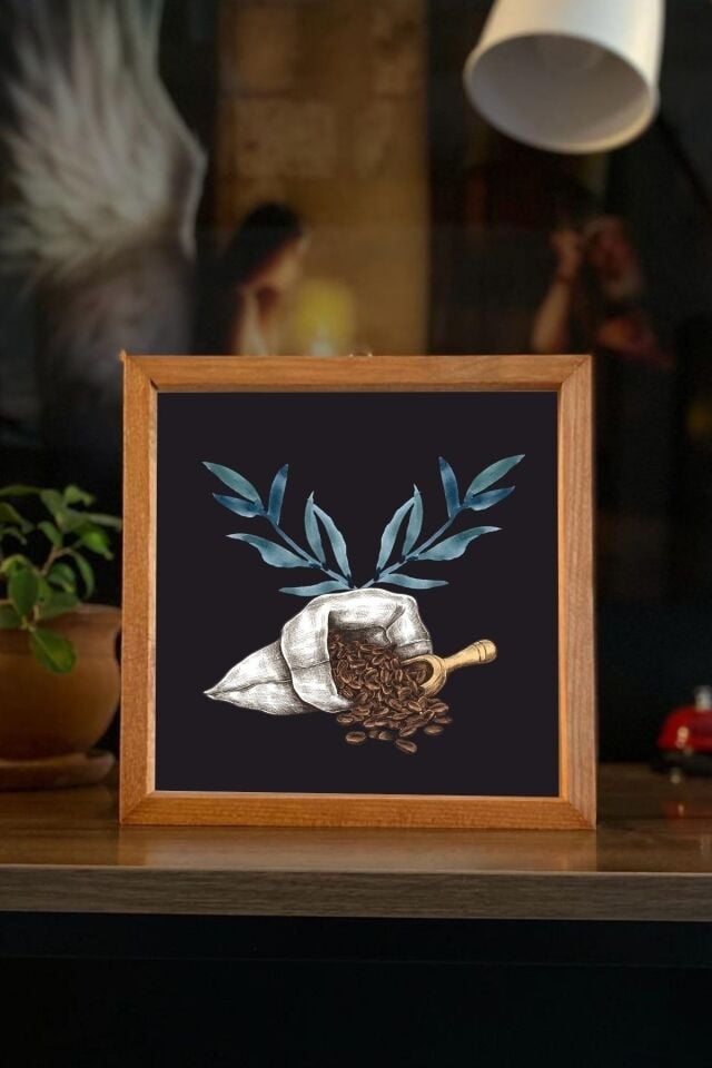 Kahve Köşesi Filtre Kahve Ahşap Çerçeve 23 x 23