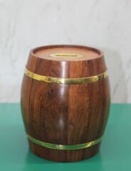 Pirinç Ahşap Fıçı Kumbara (491491)