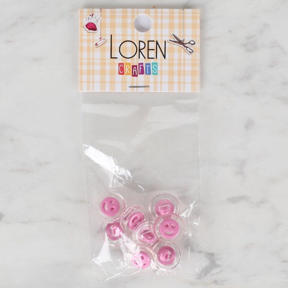 Loren Crafts 8 li Şeffaf Pembe Düğme - 260