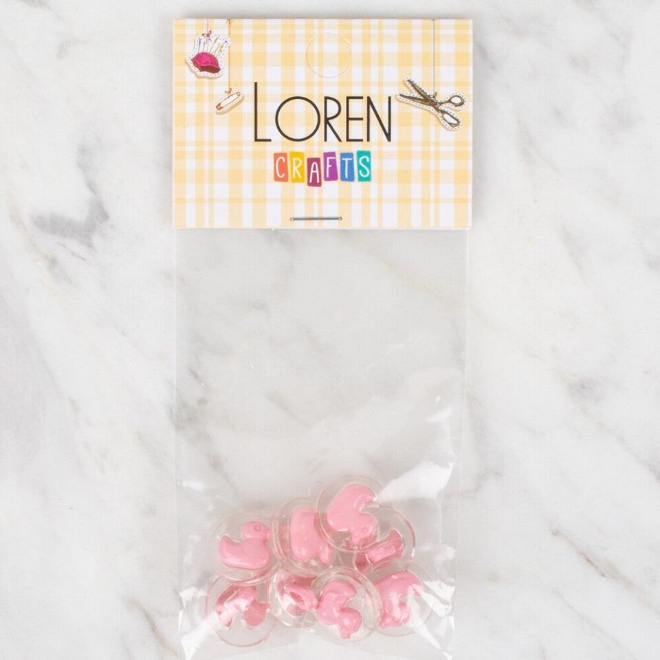 Loren Crafts 8 li Şeffaf Pembe Ördek Düğme - 259