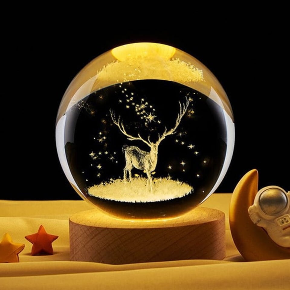 Geyik Tasarımlı USB'li Cam Küre