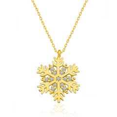 ​925 Ayar Gümüş Gold Kar Tanesi Kadın Gümüş Kolye T4971 (491491)