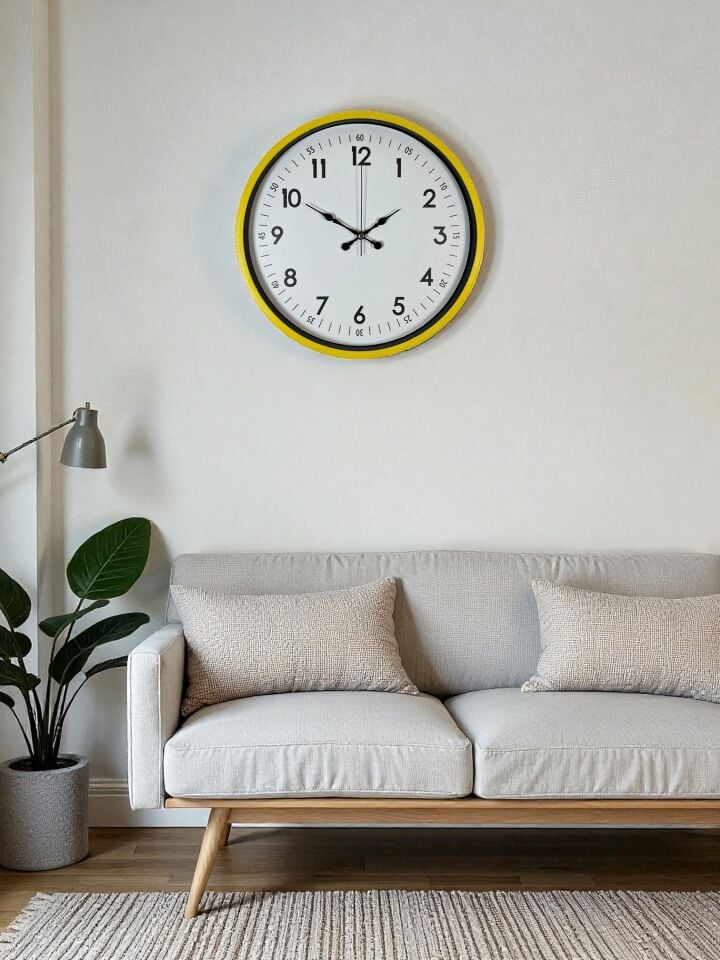 36 Cm Sarı Dekoratif Duvar Saati