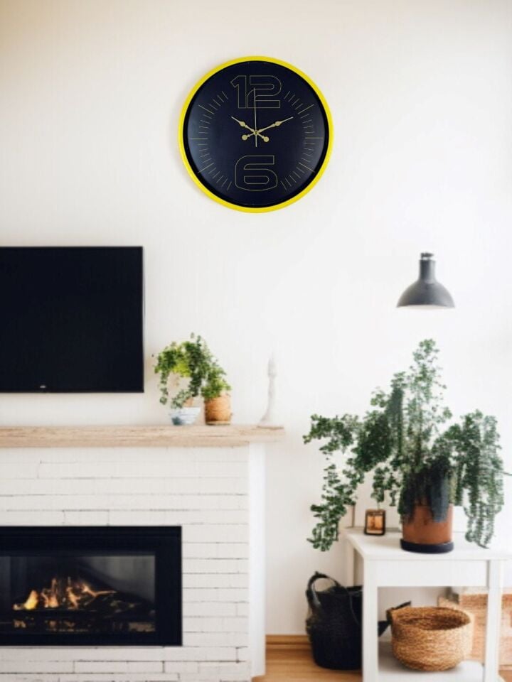 36 Cm Sarı Dekoratif Duvar Saati