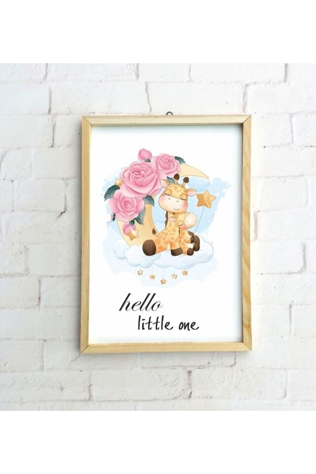 Çocuk Odası Ahşap Çerçeveli Zürafa Tablo 30 x 42
