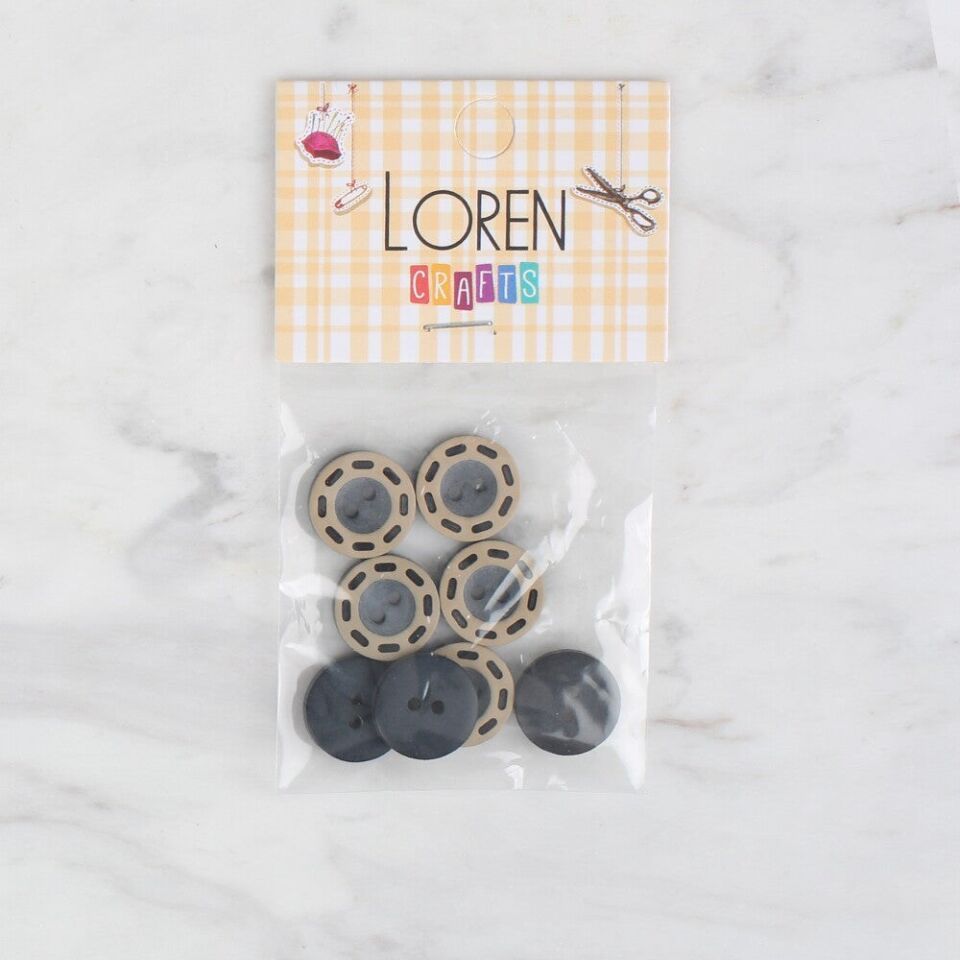 Loren Crafts 8 li Siyah Düğme - 285