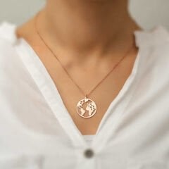 ​925 Ayar Gümüş Rose Dünya Gümüş Kolye (T4194) (491491)