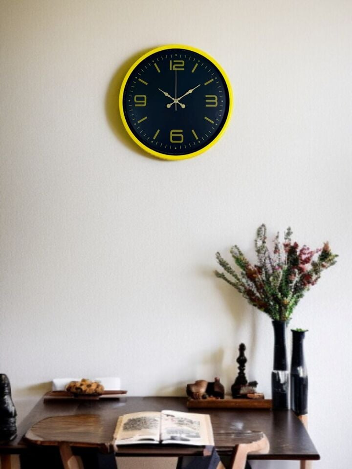 36 Cm Sarı Dekoratif Duvar Saati