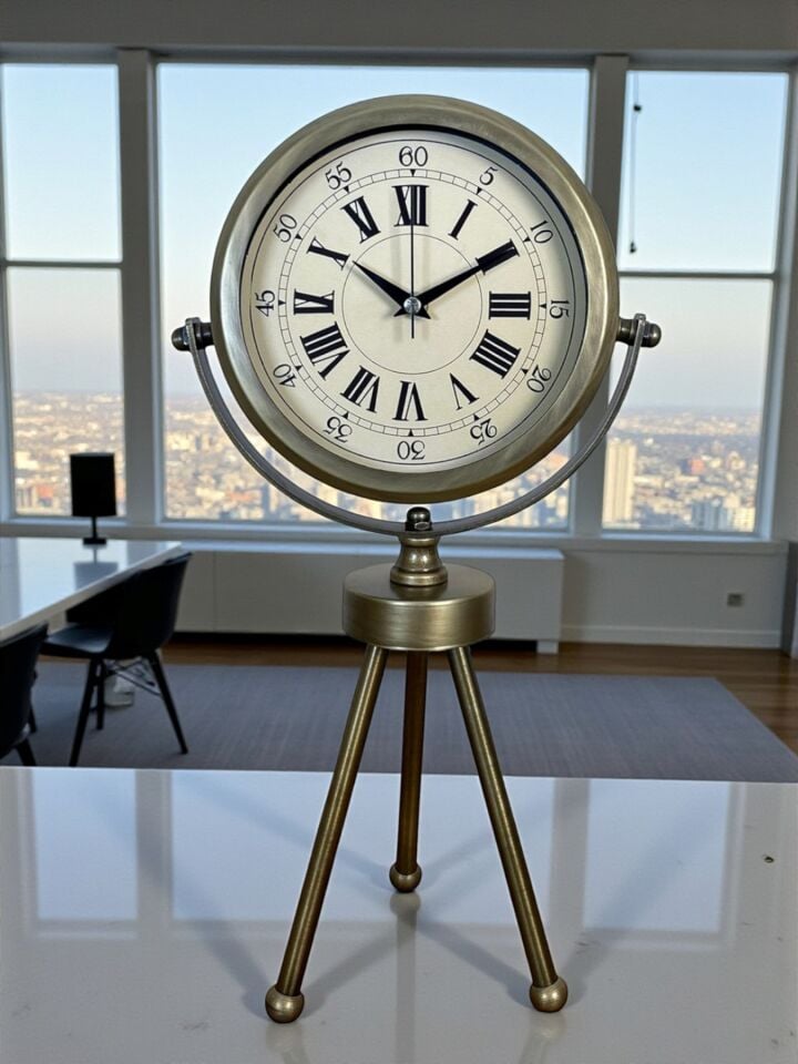 Eskitme Prestij Üç Ayaklı Masa Saati