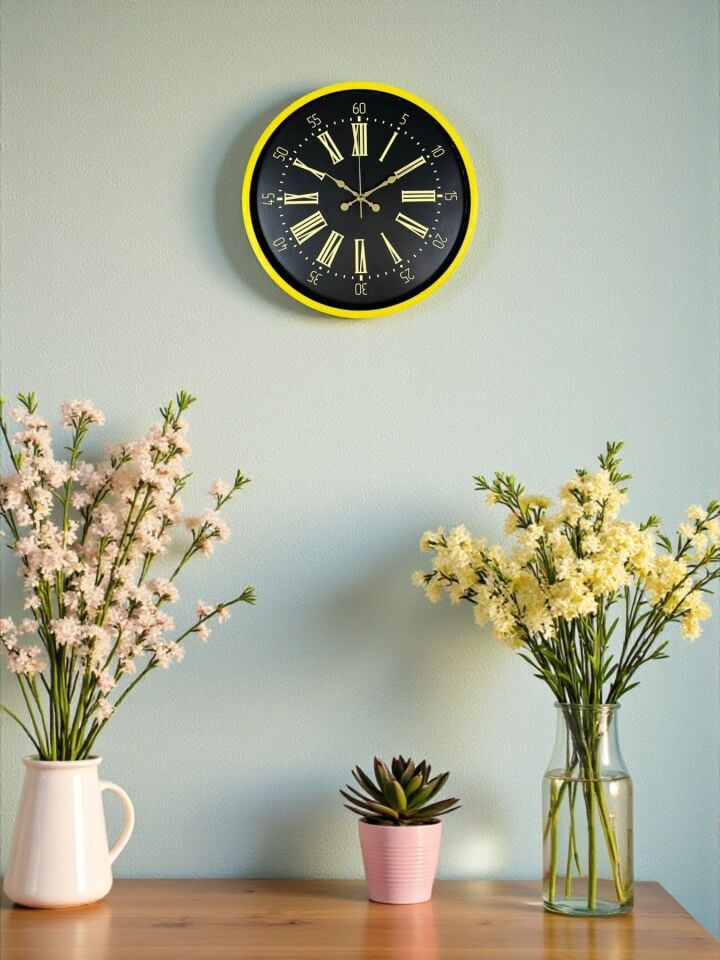 36 Cm Sarı Modern Duvar Saati