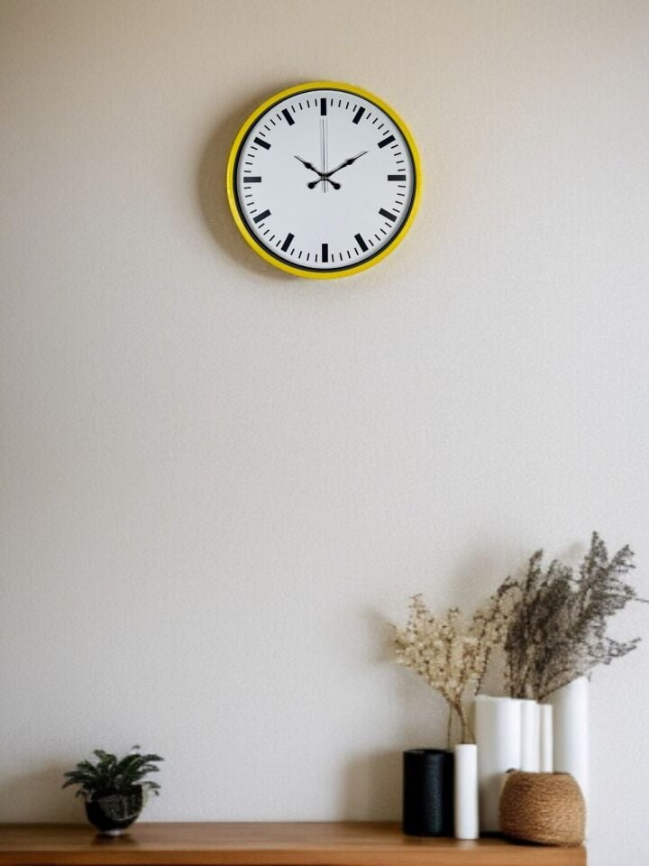 36 Cm Sarı Dekoratif Duvar Saati