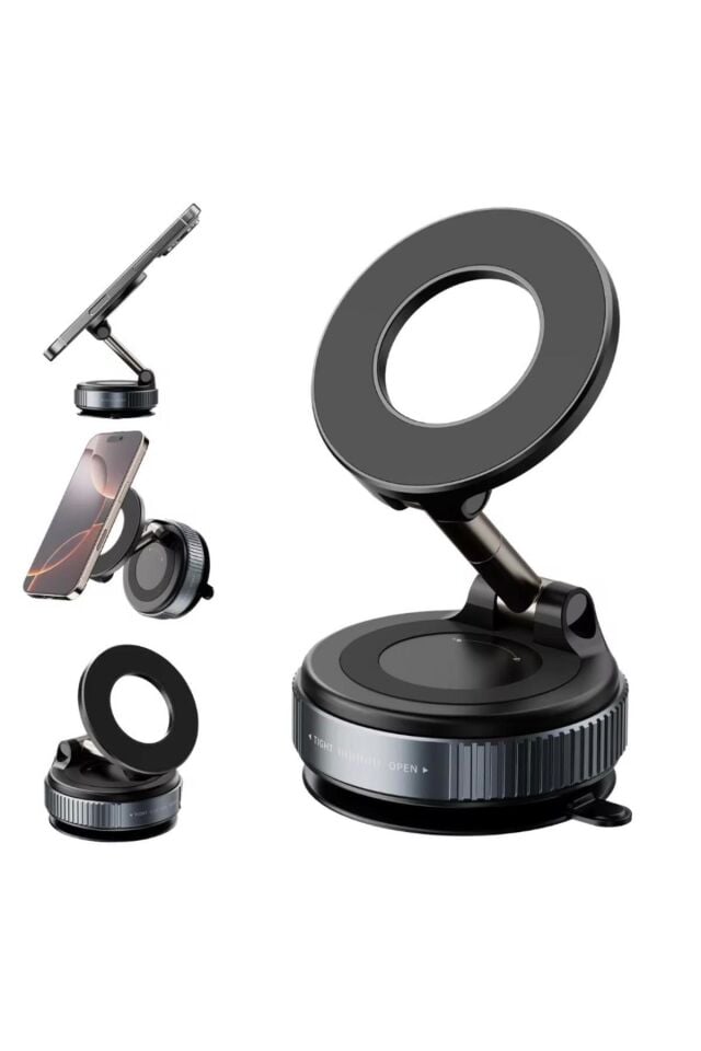 Manyetik vakumlu Araç İçi Telefon Tutucu - 360 Derece Dönebilen Ayaklı