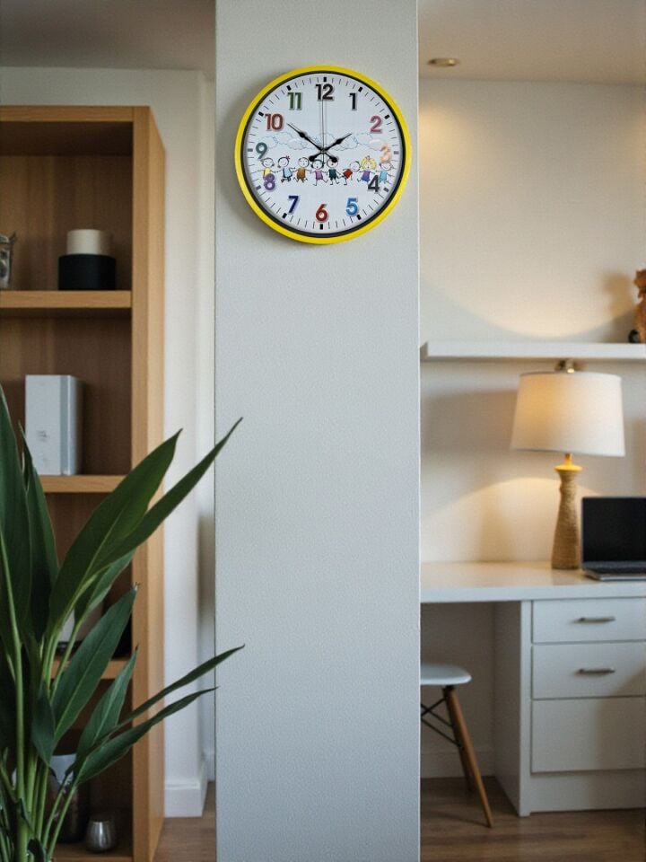 36 Cm Sarı Çocuk Odası Duvar Saati
