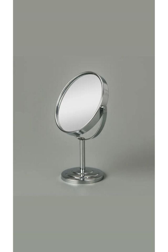 Masaüstü Ayaklı 360° Dönebilen Ev, Ofis, İşyeri, Seyahat İçin Mini Krom büyüteçli ayna 21x15