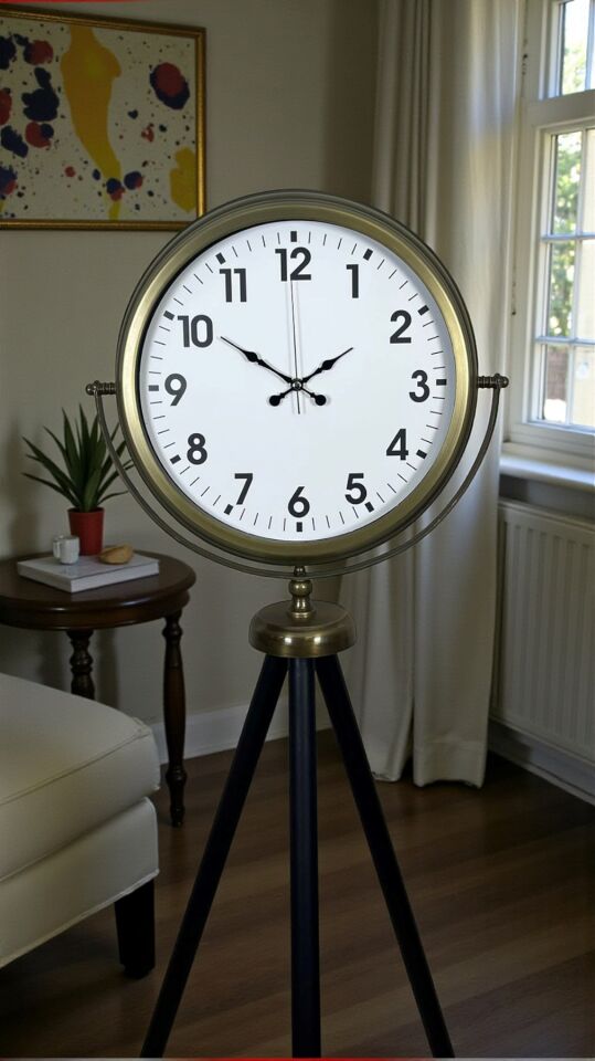 Eskitme Tripod Ayaklı Dekoratif Saat