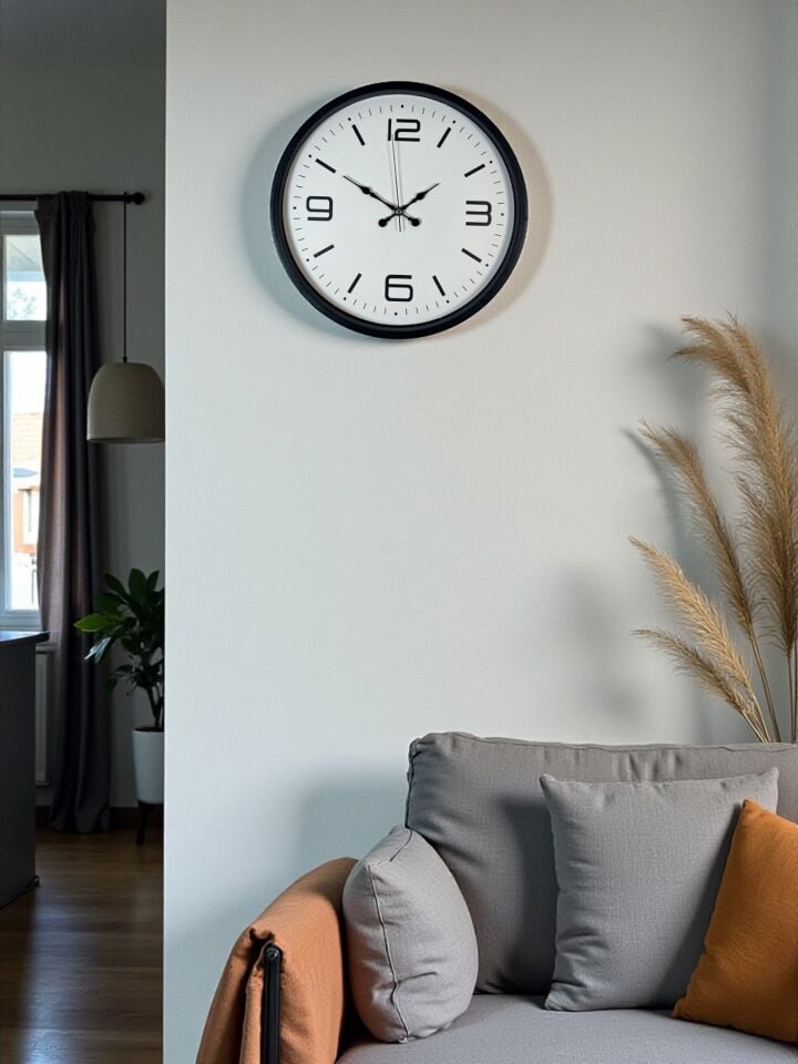 36 Cm Siyah Dekoratif Duvar Saati