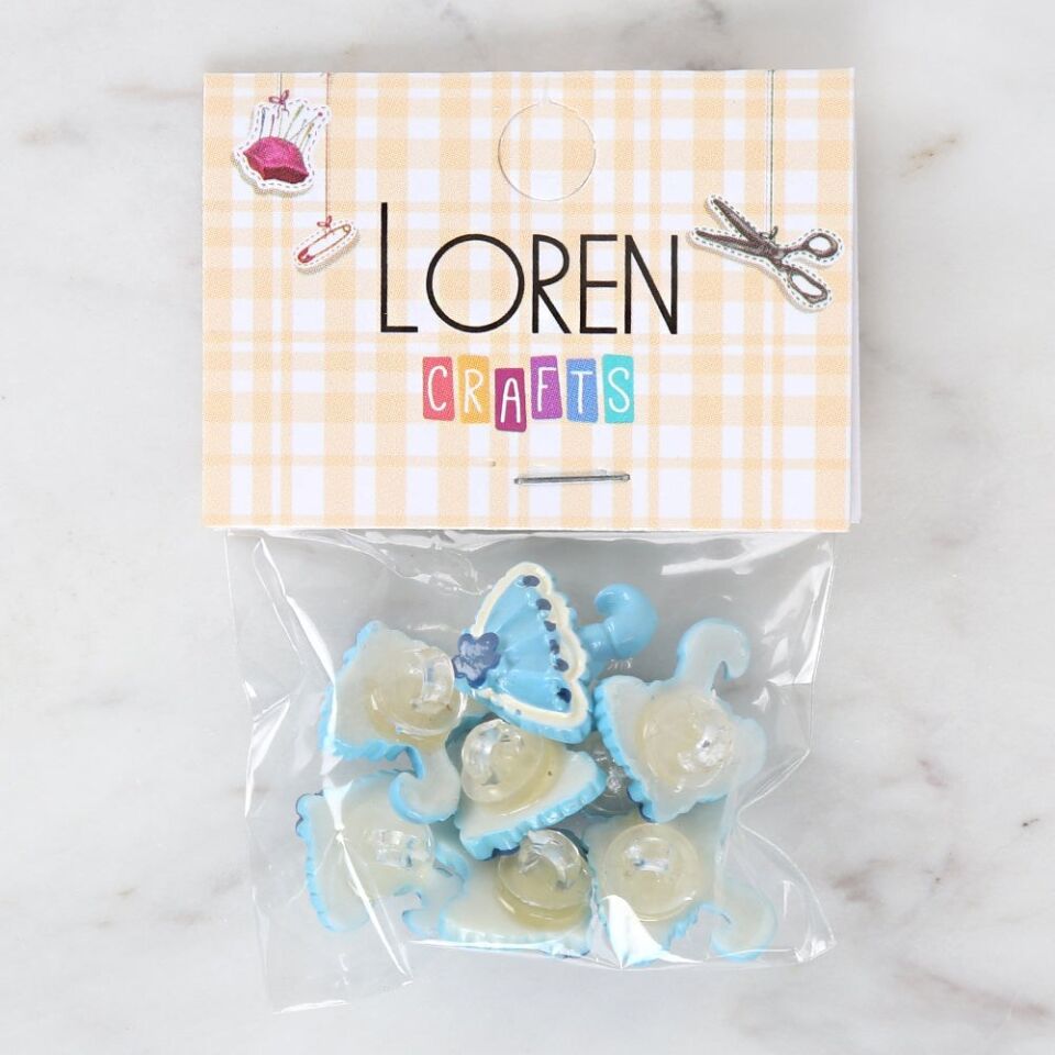 Loren Crafts Bebe Mavi 8'li Düğme - 3010