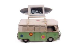 Dekoratif Metal Minibüs Çerçeveli ve Kumbaralı Hediyelik (3098) (491491)